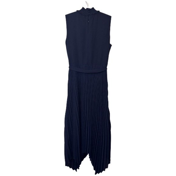 Nannette Nanette Lepore sleeveless pleated midi dress navy blue women's size 8 - Picture 8 of 11